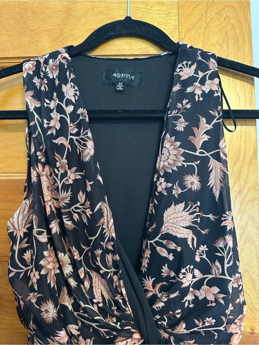Anthropologie Black Maxi Dress with Blush Floral Print - Picture 6 of 6